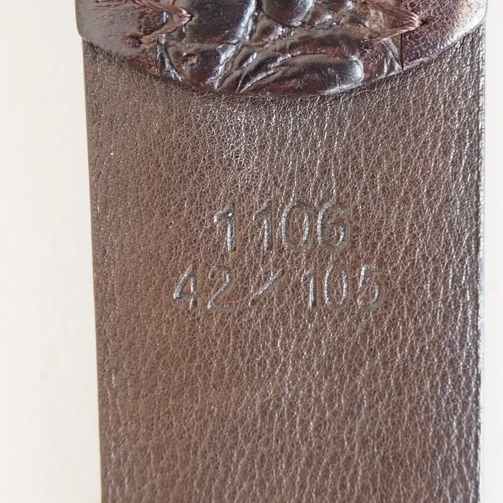 Ted Baker London Italian‎ Leather Brown Belt Zig Zag Stitch Men's Sz 42